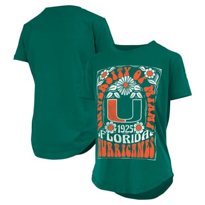  Miami Hurricanes Pressbox Women's  Irvine Floral Team Color T-Shirt - Green